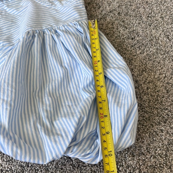 English Factory Puff Sleeve Round Neckline Midi Stripes Tiered Blue Dress Size S - Picture 12 of 15